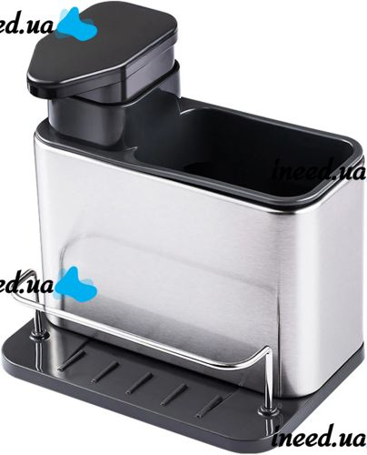 Диспенсер з дозатором для миючого Clean Storage Rack TH3700 3 в 1 органайзер для столових приладів з підставкою і зливом для води на мийку PK-1