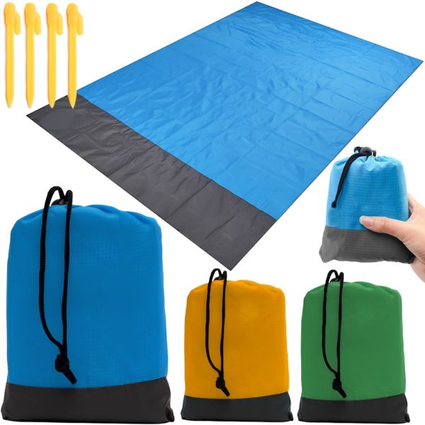 Пляжный коврик подстилка антипесок Beach Blanket AND137 150х140 см водонепроницаемое пляжное покрывало анти-песок для пикника, туристическое одеяло с чехлом