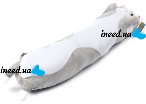Soft Plush Toy Pillow Cat Baton 50 cm Silver Children's Pillow Cuddle cat, toy Long Antistress cat Baton from 3 years old Gray