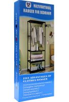 Підлогова складна вішалка для одягу New Boxy Coat Rack 6602 шафа органайзер з гачками і трьома полицями для взуття, розкладний стелаж для передпокою