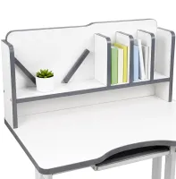 Bambi JU-5129 Convertible Children's Desk and Chair Set—Height-Adjustable Desk and Chair with Shelves and Backpack Holder, 26X-158, Gray