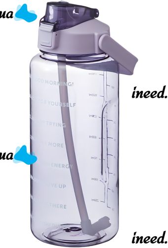Sports Bottle with Water Drinker Water Bottle Large Gym 2L Portable Airtight Bottle with Timer, Straw and Handle for Sports