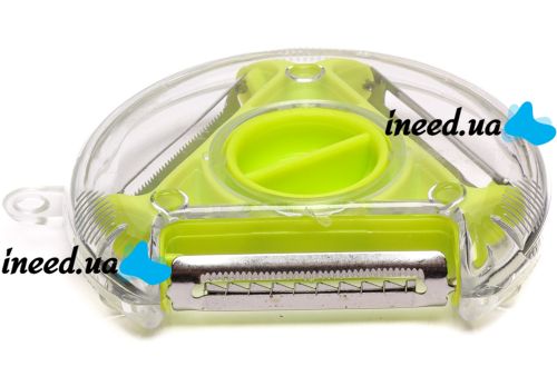 Ручна кругла овочерізка Rotary Multifunctional Peeler 3 в 1 універсальна тристороння терка для чищення і нарізки соломкою овочів і фруктів