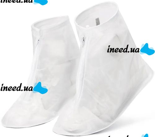 Багаторазові бахіли для взуття Adult Shoe Cover водонепроникні захисні чохли дощовики на блискавці з протектором від дощу і бруду прозорі