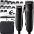 A set of two VGR V-023 2-in-1 rechargeable hair and beard clippers, a wired trimmer with a set of removable attachments in the V023 bag