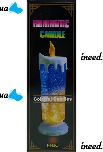 Нічник Свічка Romantic Candle H-86 декоративна Масляна Свічка зі снігом і блискітками, світильник зі світлодіодним LED підсвічуванням на батарейках RGB