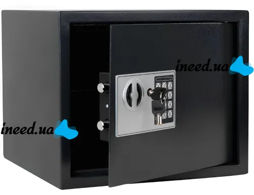 Electronic safe Malatec S8799 with 2 keys for storing money and valuables, furniture mini safe with electronic code and key Black