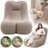 Inflatable Lounge Chair DL-484 (up to 115 kg) for Relaxation—Single-Seater Frameless Sofa with Headrest, 115×96×75 cm, Beige
