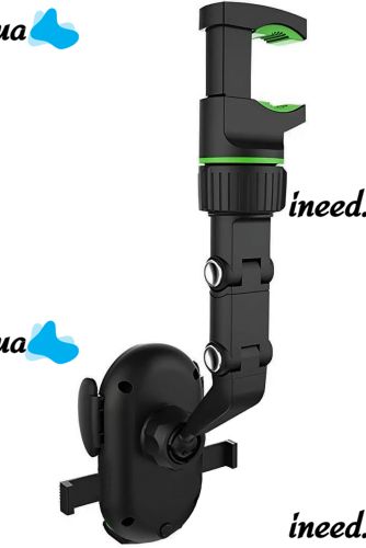 Universal Car Phone Holder Universal Clip 360° Smartphone Mount for Car Rear View Mirror with Rotation Black