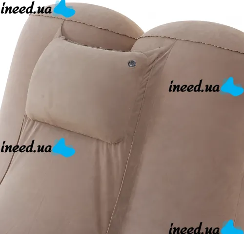 Inflatable Lounge Chair DL-484 (up to 115 kg) for Relaxation—Single-Seater Frameless Sofa with Headrest, 115×96×75 cm, Beige