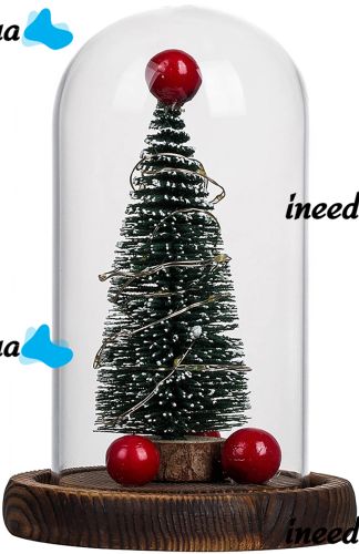 Новорічна ялинка в скляній колбі 15 см Christmas Light з LED гірляндою і кулями, настільний декоративний Різдвяний нічник на батарейках