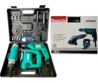 Шуруповерт Makita 3 в 1 универсальный набор электроинструментов дрель HP1630, лобзик 9558HN, болгарка 4329 с набором инструментов в кейсе  