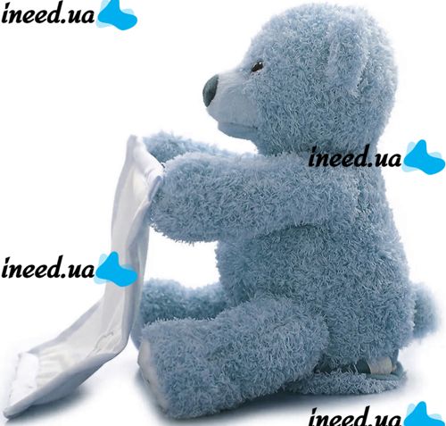 М'яка дитяча іграшка Peekaboo Bear Плюшевий ведмедик 33 см музичний інтерактивний грає в хованки говорить ведмідь від 6 місяців Пікабу Блакитний