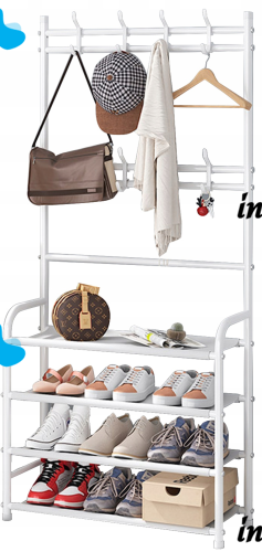 Підлогова вішалка для одягу в передпокій New simple floor clothes rack 60х29, 5х151 см Універсальна металева пересувна металева стійка Біла