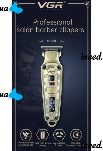 Акумуляторна машинка для стрижки волосся VGR V-901 5W бездротовий чоловічий тример для стрижки і окантовки бороди і вусів зі змінними насадками V901