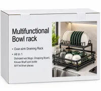 BauTech MA-336 Two-Tier Dish Dryer: Countertop Organizer with Automatic Drain Tray, 2-Tier Rack for Drying and Storage