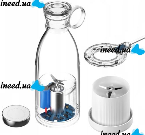 Portable Mini Juicer 350ml Bottle Blender for Smoothies and Juice, Wireless Portable Mini Blender, Juicer, Fruit Chopper White