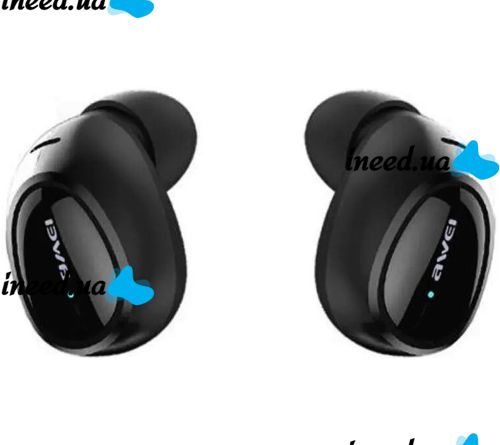 Бездротові Bluetooth навушники з кейсом Awei T5 Black вакуумні навушники-гарнітура з шумозаглушенням і мікрофоном блютуз в чохлі док-станція чорні