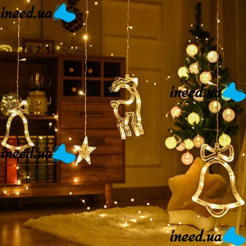 Внутренняя гирлянда штора занавес Рождество Christmas Style теплый белый 2.5Х1 м 138 LED диодов WW светодиодная гирлянда-занавес на окно 2.5мх1м 220V