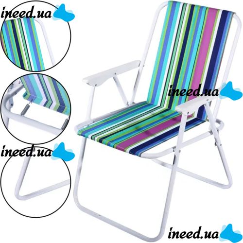 Folding chair AMF Picnic CCS022 with armrests camping striped, oxford, folding chair 1215, camping, for picnic, Striped