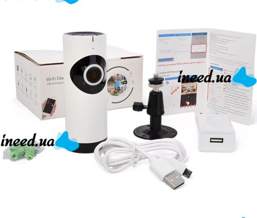 Панорамна бездротова IP камера Camera Cad 1315 настільна WiFi камера відеоспостереження риб'яче око з кріпленням, відеореєстратор DVR MicroSD