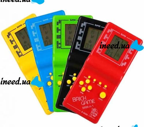 Pocket Electronic Educational Game Tetris Brick Game E-9999 with Sound Effects, Portable Game Console 9999 in 1 with Batteries