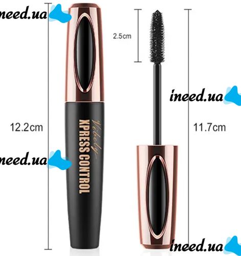 4D Vibely Xpress Control mascara with silk fiber, voluminous, waterproof with the effect of elongation 4D Black 10 ml