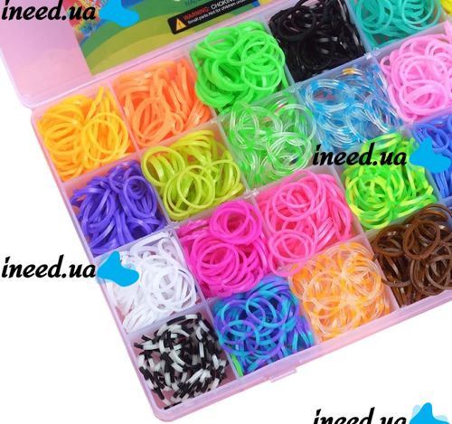 A set of elastic bands for weaving bracelets Band Accessory Case NR-2 set with a hook and holder for needlework and creativity 1500 pieces in a case from 3 years old