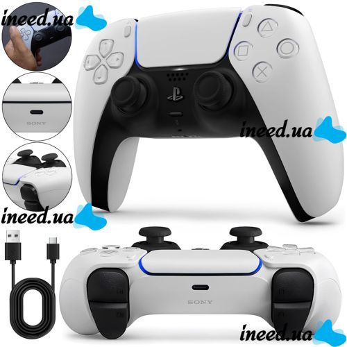 Sony PlayStation DualSense Wireless Joystick Gamepad for PS5 Cordless Game Controller with Microphone and Vibration for Console and PC White