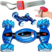 Трюкова машинка перевертень на радіокеруванні RQ2093 Синя 31см, дитячий трансформер всюдихід на пульті керування з керуванням від руки USB RQ-2093