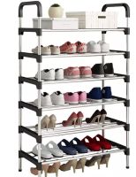 Підлогова Полиця органайзер Shoe Rack Rias RD-9005 для зберігання взуття 6 ярусів, стійка етажерка на 6 секцій полиць 115x56x30 см зі сталі срібляста