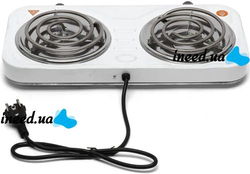 Настільна двоконфорочна електроплита Hot Plate Electric Cooking JX-2020b спіральна плита на 2 конфорки 5 режимів 2000W з термостатом індикатором