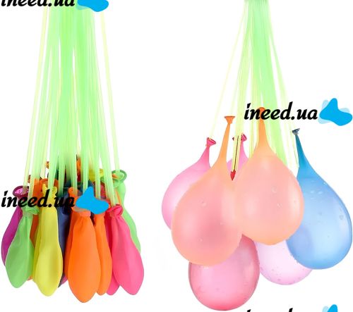 Набір водяних кульок бомб Happy Baby balloons MS-23-221 37 штук комплект різнокольорових куль бомб для водних битв з насадкою для затоки води