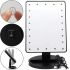 Cosmetic Touch Makeup Mirror Magic MakeUp Mirror Rotates 180 Degrees Table Mirror on Stand with Backlight 22 LED USB Black