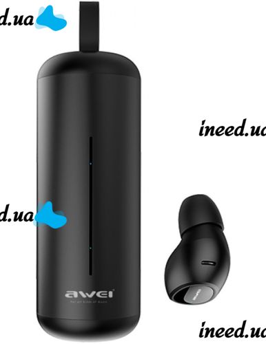 Бездротові Bluetooth навушники з кейсом Awei T5 Black вакуумні навушники-гарнітура з шумозаглушенням і мікрофоном блютуз в чохлі док-станція чорні