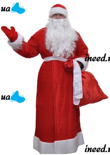 Original Santa Claus Adult New Year Costume for New Year, Universal Santa Claus Set Santa Claus Hat Fur Coat Belt Beard for Adults Red
