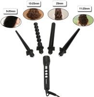 Kemei KM-4083 4-in-1 cone curling iron for curling hair, spiral styler with replaceable nozzles multi-styler with ceramic coating curling iron