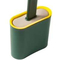 Toilet brush with a flexible silicone flat brush for cleaning the toilet bowl NJ-497 Green with wall mounting, hinged brush 10 x 4.5 x 36 cm