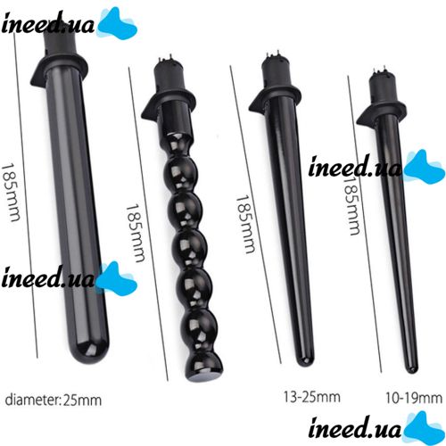 Kemei KM-4083 4-in-1 cone curling iron for curling hair, spiral styler with replaceable nozzles multi-styler with ceramic coating curling iron