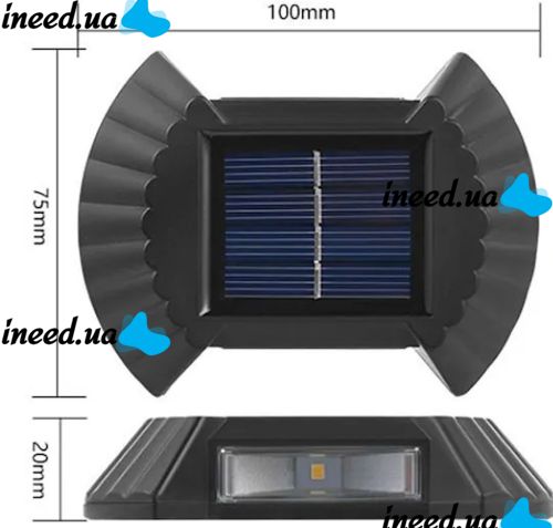 Настенный уличный фонарь прожектор Smart Solar Light JB-012 на солнечной батарее, Аккумуляторный светильник с солнечной панелью на стену JB012 Черный