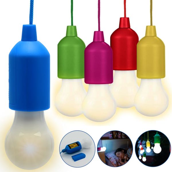 Подвесная LED лампа на шнурке Bailong BL-15418 портативный светодиодный фонарь на веревке, навесная лампочка на батарейках TY-6088 Холодный белый 