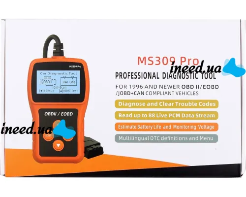Автомобільний сканер OBDII/EOBD MS309PRO для діагностики помилок двигуна авто, детектор несправності, діагностичний автосканер з дисплеєм OBD2