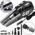 AKS-9200SC 4-in-1 Car Hand Vacuum Cleaner for Dry and Wet Cleaning with Tire Compressor Cigarette Lighter Vacuum Cleaner with Flashlight Black