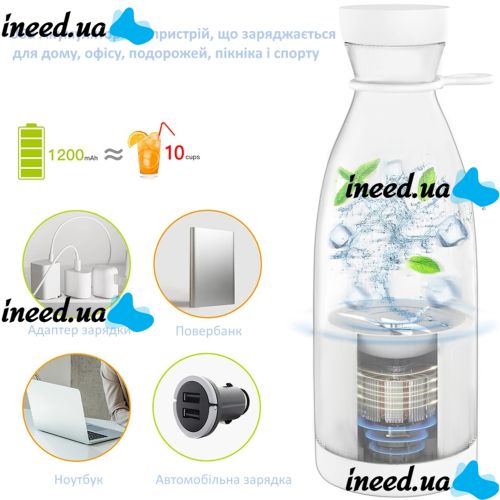 Portable Mini Juicer 350ml Bottle Blender for Smoothies and Juice, Wireless Portable Mini Blender, Juicer, Fruit Chopper White