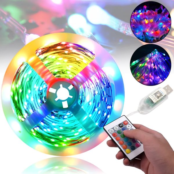 Светодиодная разноцветная гирлянда Biom RGB 3939BT 10 м водонепроницаемая музыкальная LED лента с управлением пультом и телефоном Bluetooth USB 