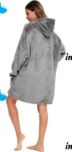 Толстовка-плед с капюшоном Huggle Hoodie Ultra Plush Blanket 2 в 1 унисекс оверсайз толстовка худи плюшевый плед с рукавами на флисе 74Х110 см Серый 