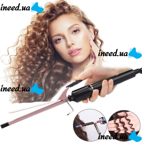 Gemei GM-2825 ceramic pro 9mm professional thin curling iron for small curls, Tourmaline-coated Afro, Gemmy Curling Iron