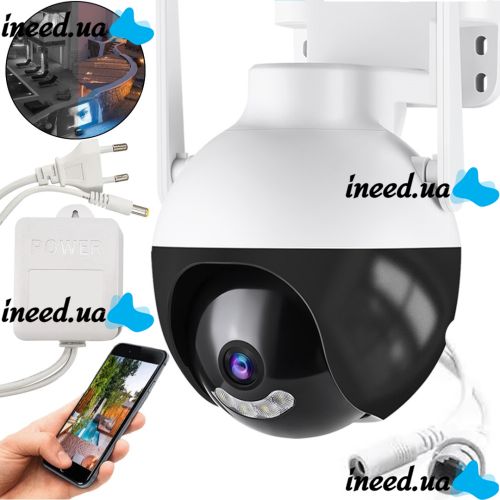 Вулична камера 360 відеоспостереження 6 МП IP CAMERA AP EZVIZ QF300 поворотна WiFi відеокамера з нічною зйомкою і датчиком руху 6 mp і блок живлення