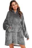 Толстовка-плед с капюшоном Huggle Hoodie Ultra Plush Blanket 2 в 1 унисекс оверсайз толстовка худи плюшевый плед с рукавами на флисе 74Х110 см Серый 