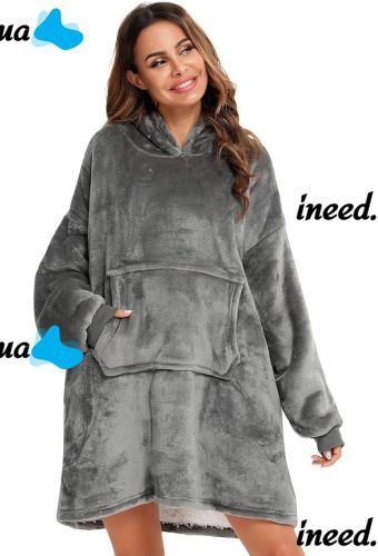 Толстовка-плед с капюшоном Huggle Hoodie Ultra Plush Blanket 2 в 1 унисекс оверсайз толстовка худи плюшевый плед с рукавами на флисе 74Х110 см Серый 